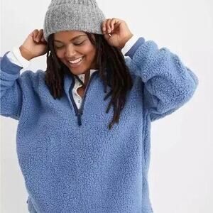 Aerie Size XL Super Soft Blue quarter zip fleece  New With Tags $59.95